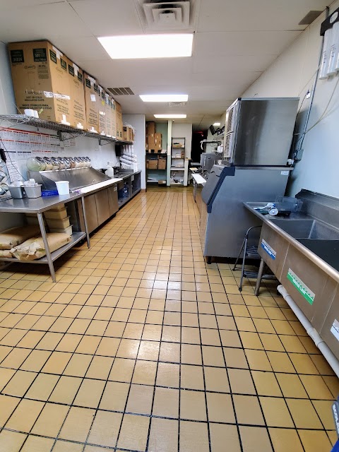 Clean commercial kitchen and tile floor